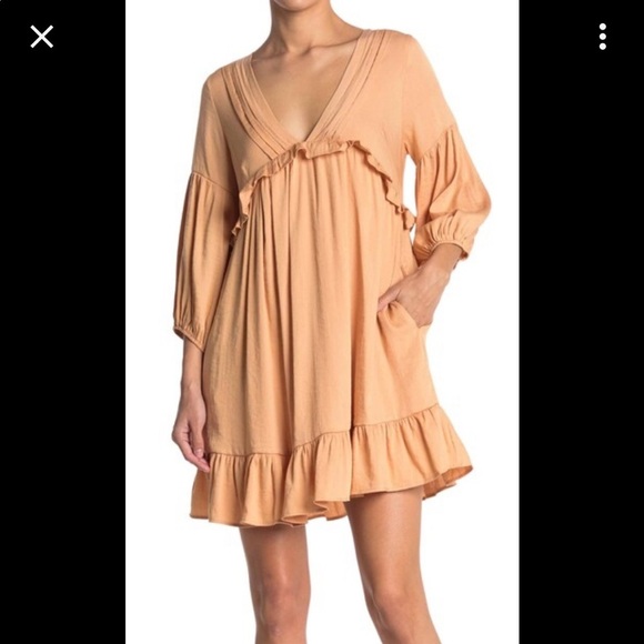 Mustard Seed flowy baloon sleeve dress ruffles boho size S - Picture 1 of 8